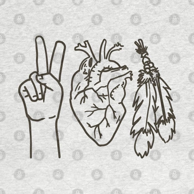 Peace Love Native Black Print no Text by Eyanosa